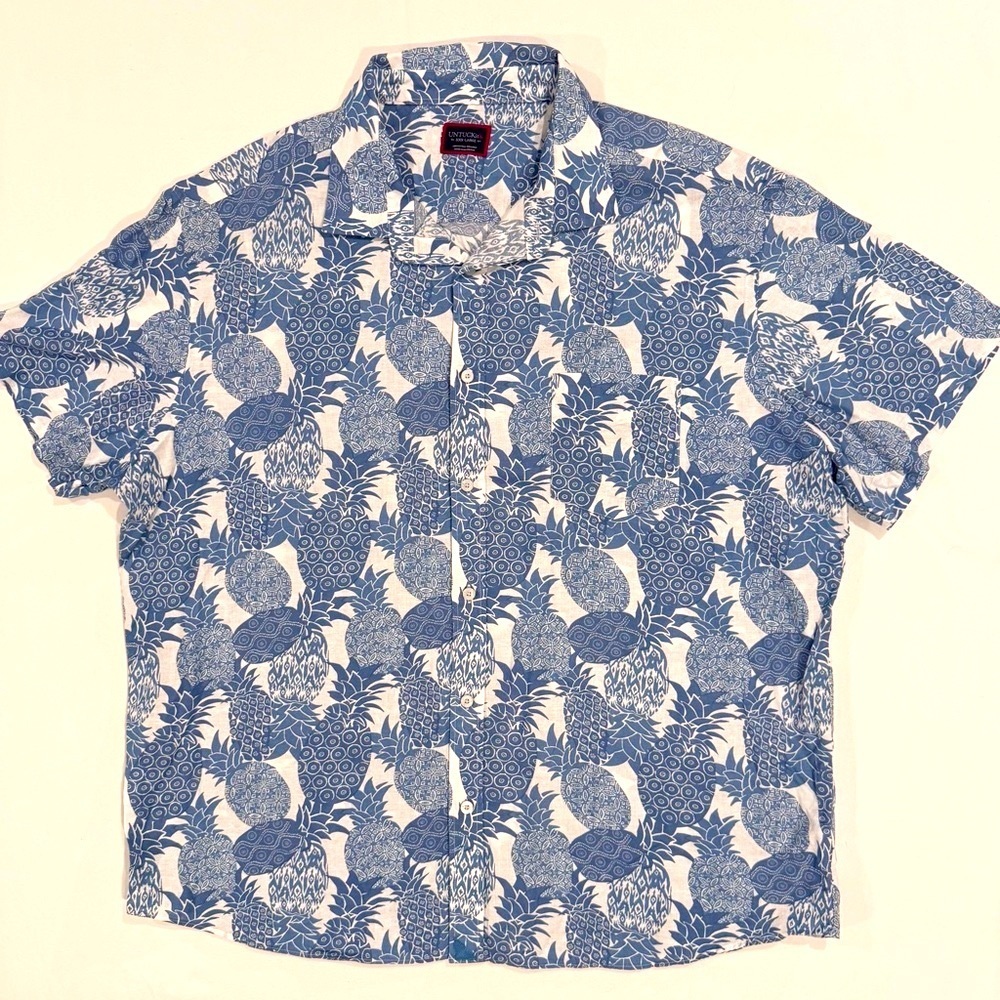 UNTUCKit Yoti Button Down Shirt Mens XXXL 3XL Pineapples Cotton Linen Summer